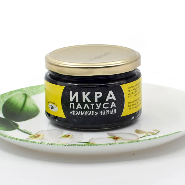 Икра палтуса Премиум черная 220 г. 20 банок